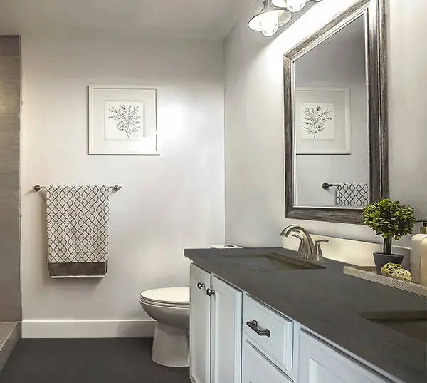 Bathroom with white microcement on the wall