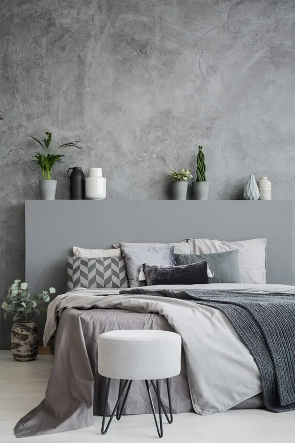 Hotel bedroom decorated with water effect on the wall