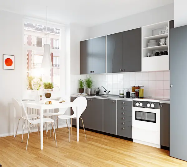 Kitchen renovation with wooden floor