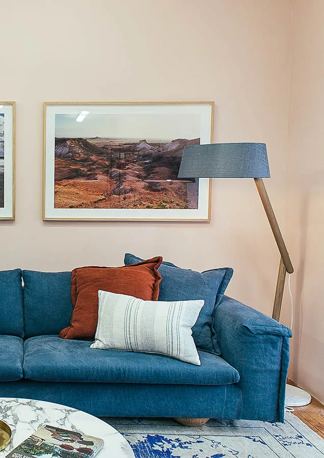 Living room decorated with floor lamp