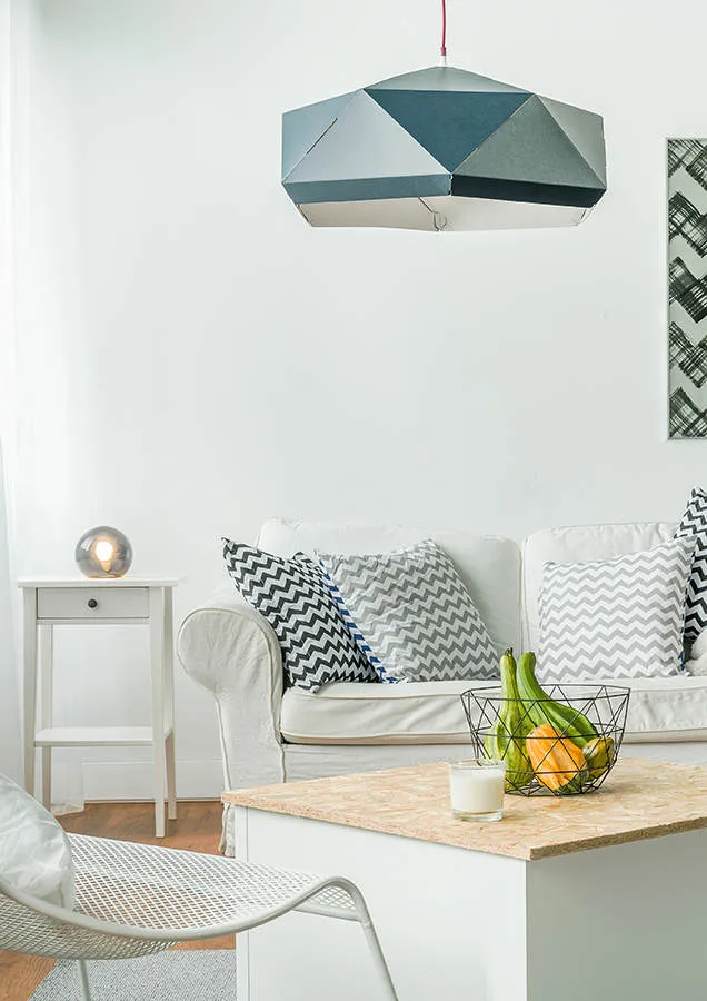 Living room decorated with small white sofa