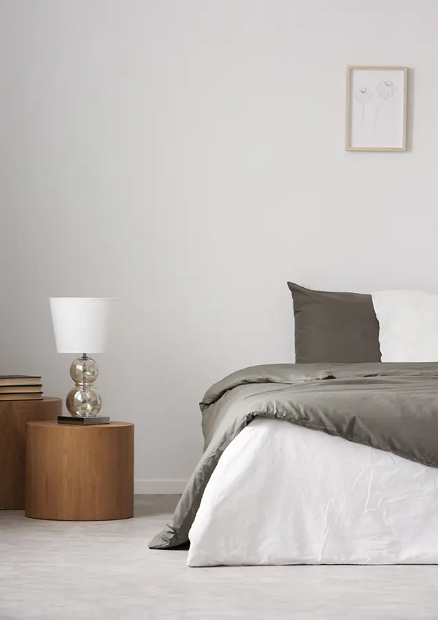 Bedroom with polished concrete floor