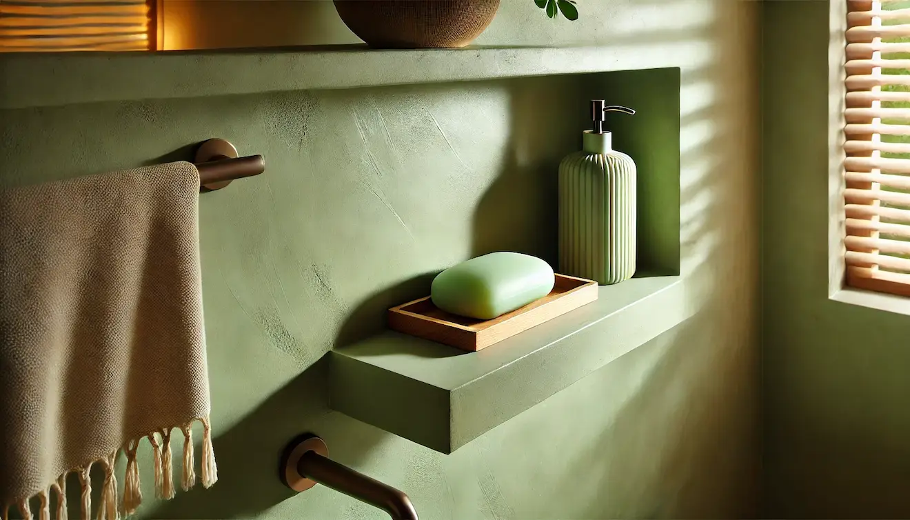 Salle de bain avec béton ciré moderne et pratique